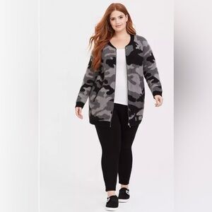 Torrid Cardigan Zip-Front Bomber Sweater